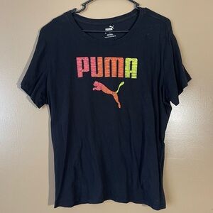 Puma Black T-Shirt with Multicolor Logo women’s size 1X
